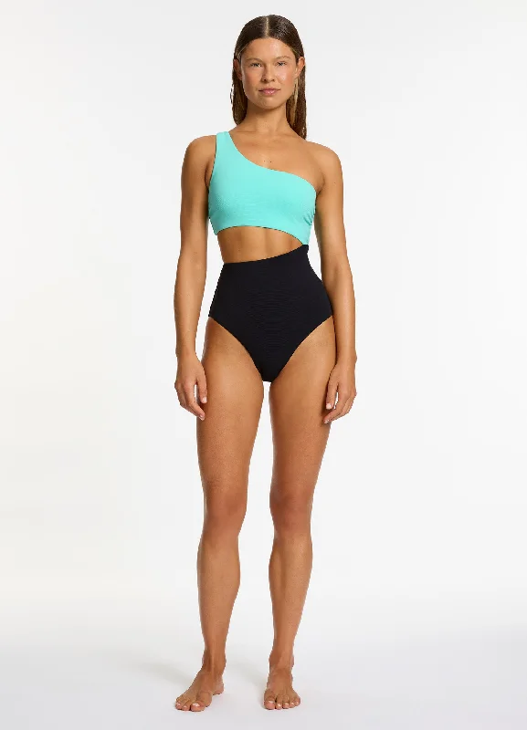Versa Rib One Shoulder One Piece - Black / Dolce Modern Women's 