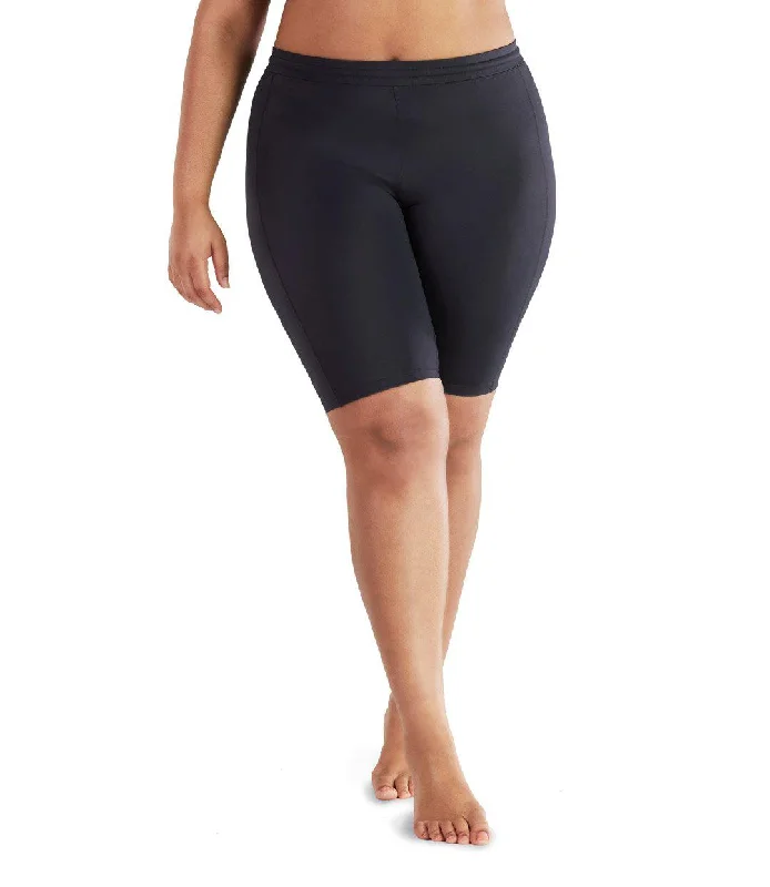 QuikEnergy Fitted Swim Short Black Artistic Women's Hand - painted