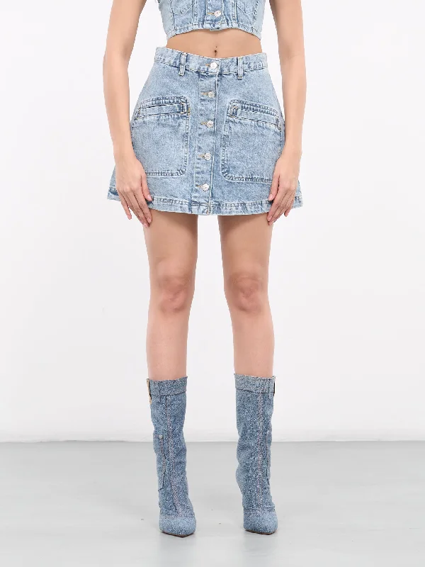 Denim Mini Skirt (A0105-3236-1295-FANTASY-BLUE) Hip Women's Retro