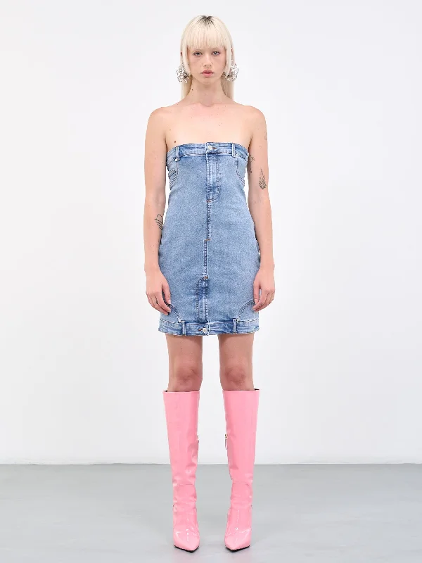 Denim Bustier Mini Dress (J0407-8238-1295-BLUE) Traditional Women's 
