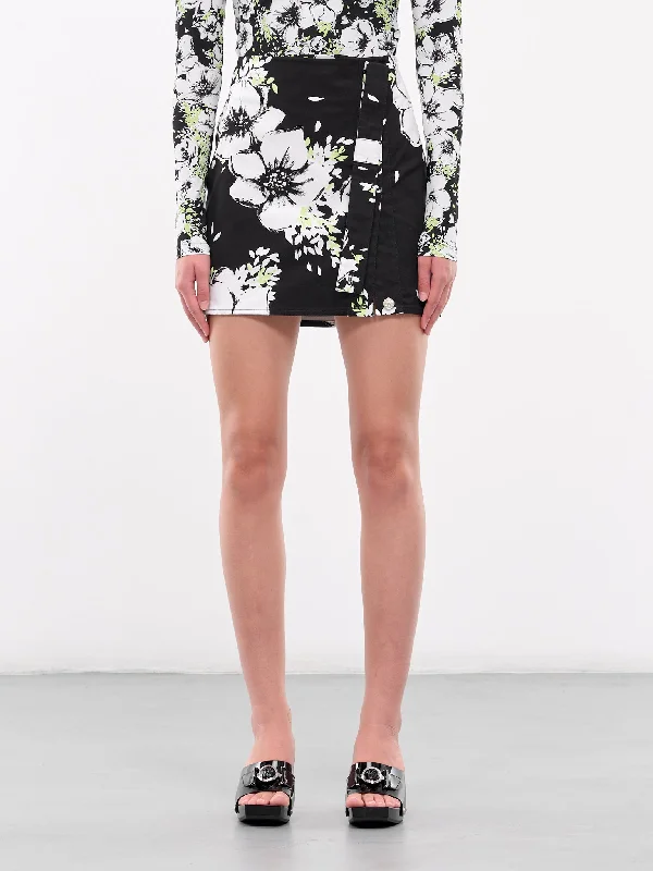 Floral Mini Skirt (A0110-8736-MULTI-BLACK) Refined Women's 