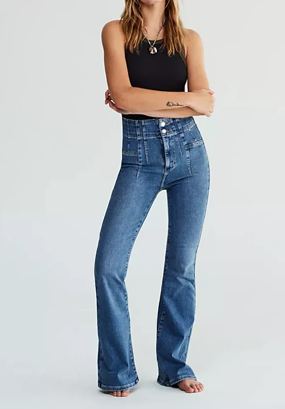 Free People Jayde Flare Jeans - Sunburst Blue Sustainable Organic