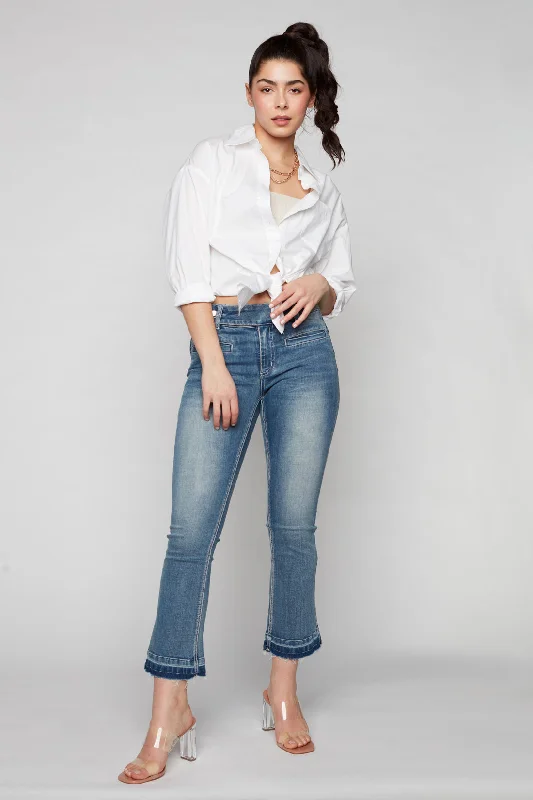MIMI - Cropped Slim Flare Jean - Vintage Light Blue Wash Country