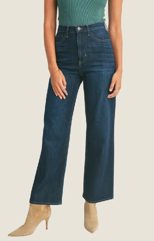 Anica Dark Denim Wide Leg Jeans Trendy Women's Oversized