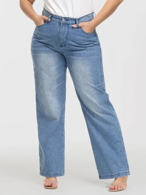 Midsize Everyday High Waist Wide-Leg Jeans Relaxed Women's 
