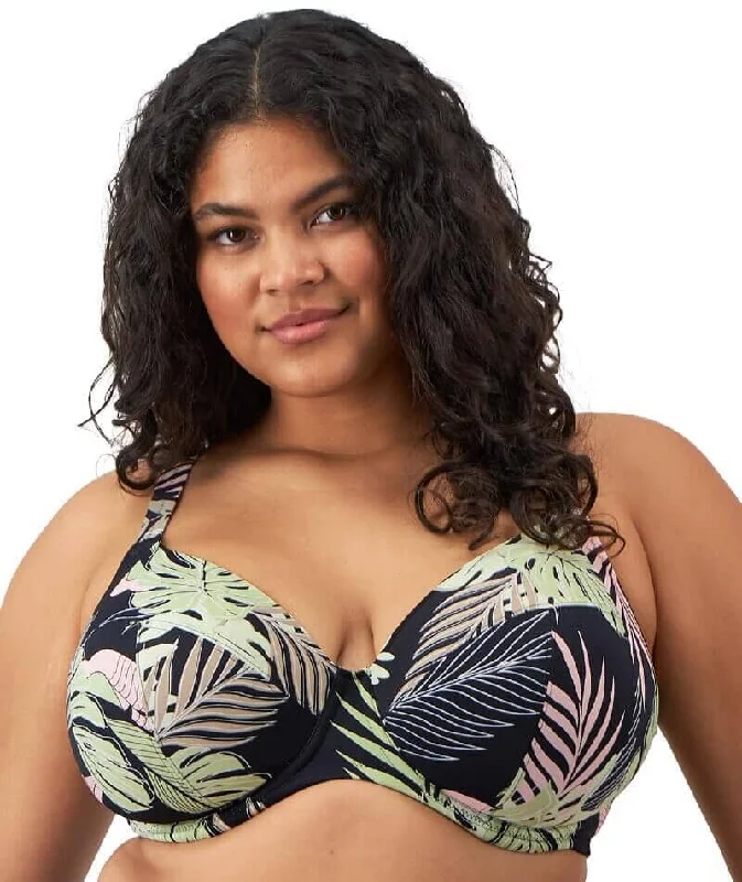 Elomi Swim Tropical Retreat Underwired Plunge Bikini Top - Black Traditional Women's Elomi Swim Tropical Retreat Underwired Plunge Bikini Top - Black Traditional Women's