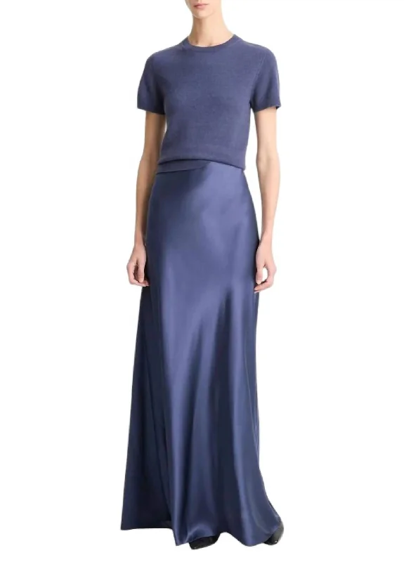 Satin Maxi Skirt In Dark Peri Earthy Women's 