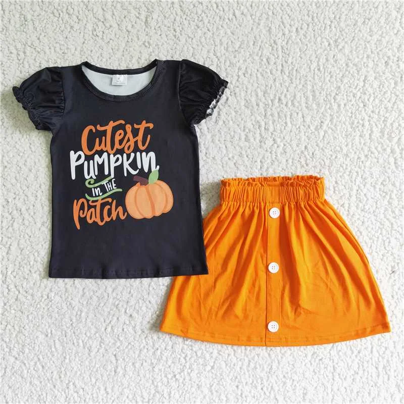 cutest pumpkin T-shirt skirt sets GSD0106 Cozy Women's Winter
