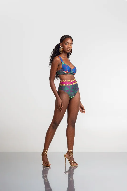 ANU GREEN High Waist Bikini Bottom Unique Women's Upcycled