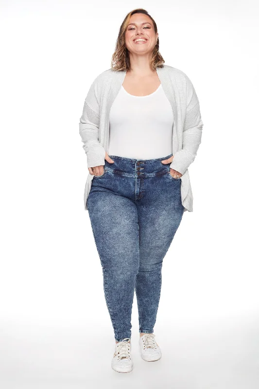 MIA - High Rise Skinny PLUS - Dark Blue Acid Wash Refined Women's Hand - crafted