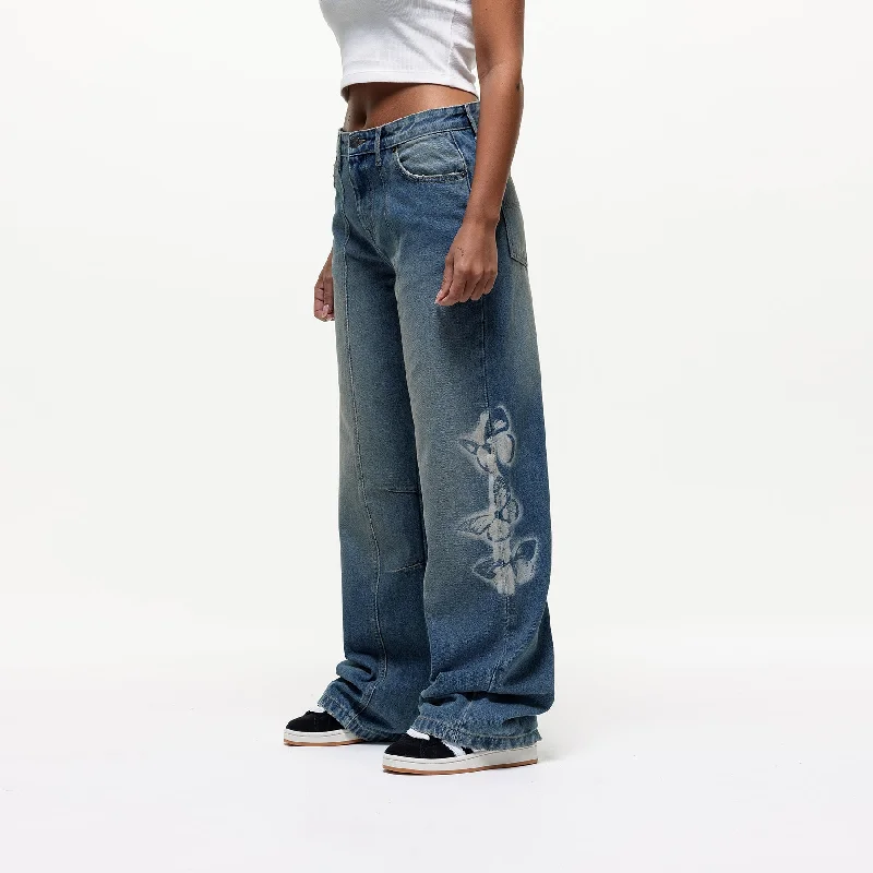 Spray Butterfly Denim  Jeans (Final Sale) Business