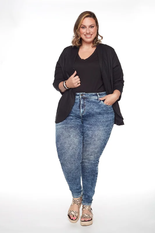 JOY - Regular Rise Skinny PLUS - Dark Blue Acid Wash Sophisticated Women's Tailored