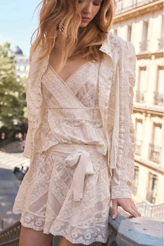Shayda Lace Mini Skirt - OFF WHITE Refined Women's 