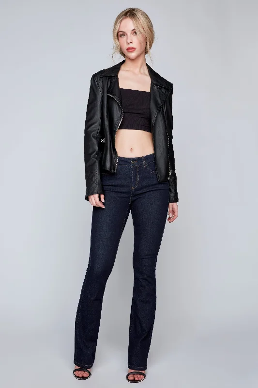 SOPHIE - Regular Rise Bootcut Jean - Blue/Black Flex Denim Youthful Women's Pop