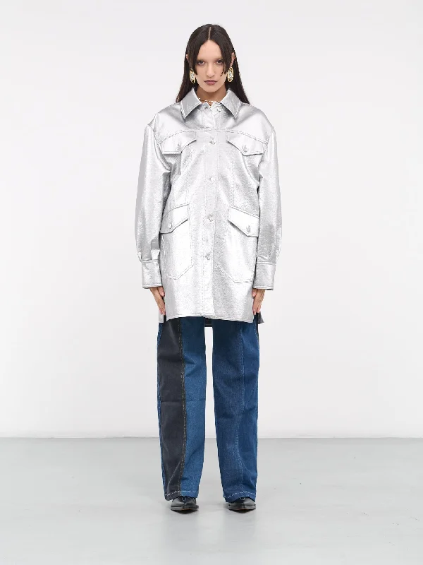 Coated Overshirt Jacket (J0614-3221-610-SILVER) Dapper Women's 1920S