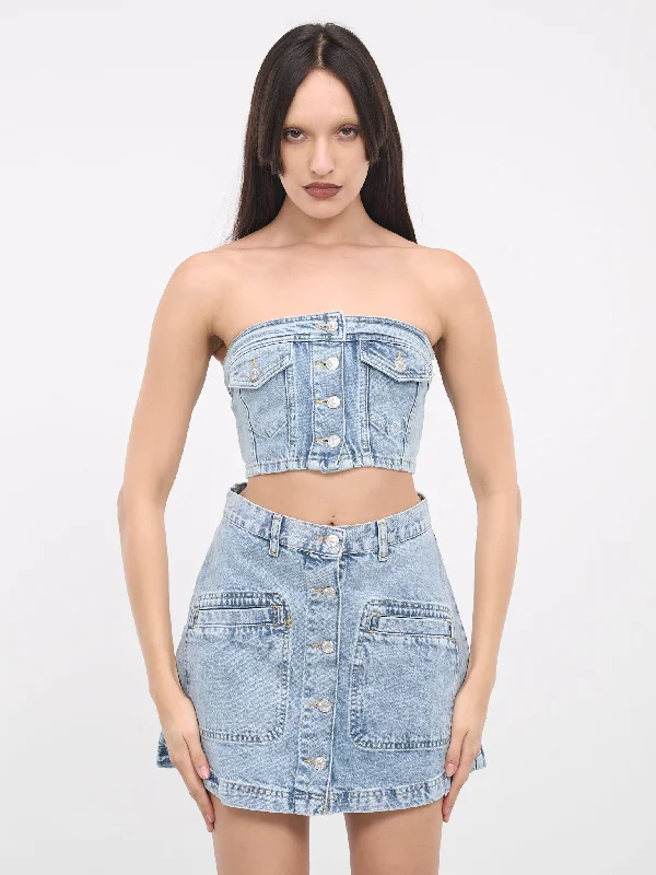 Denim Corset Crop Top (A0803-3236-1295-FANTASY-BLUE) Compression