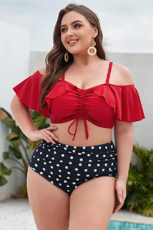 HN Women Plus Size 2pcs Set Swimsuit Padded Swim Tops+High Waist Ruched Briefs Casual Women's Japanese HN Women Plus Size 2pcs Set Swimsuit Padded Swim Tops+High Waist Ruched Briefs Casual Women's Japanese
