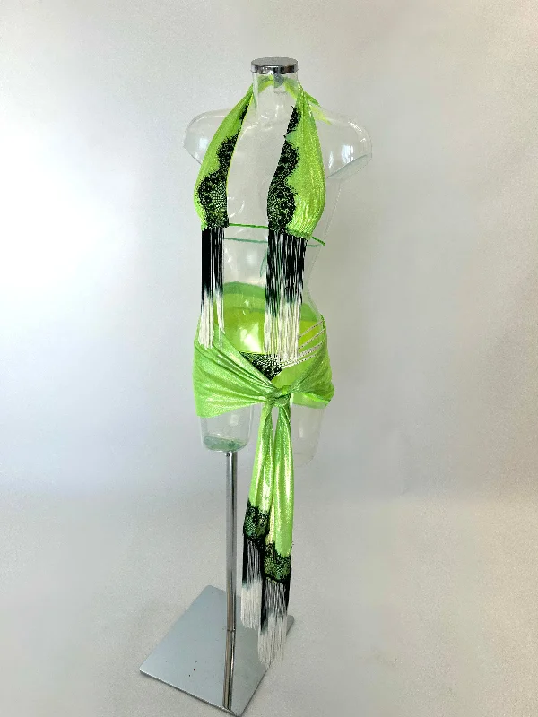 The LILY Bikini and Sarong (Green/Black/White) Refined Women's Hand - crafted