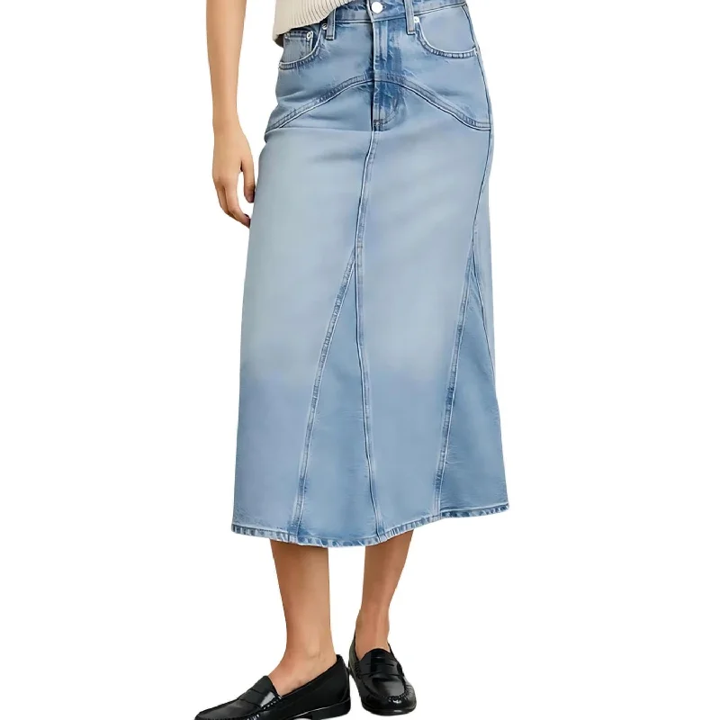 Women's Del Rey Midi Skirt In Origblue Laid - back Women's Style
