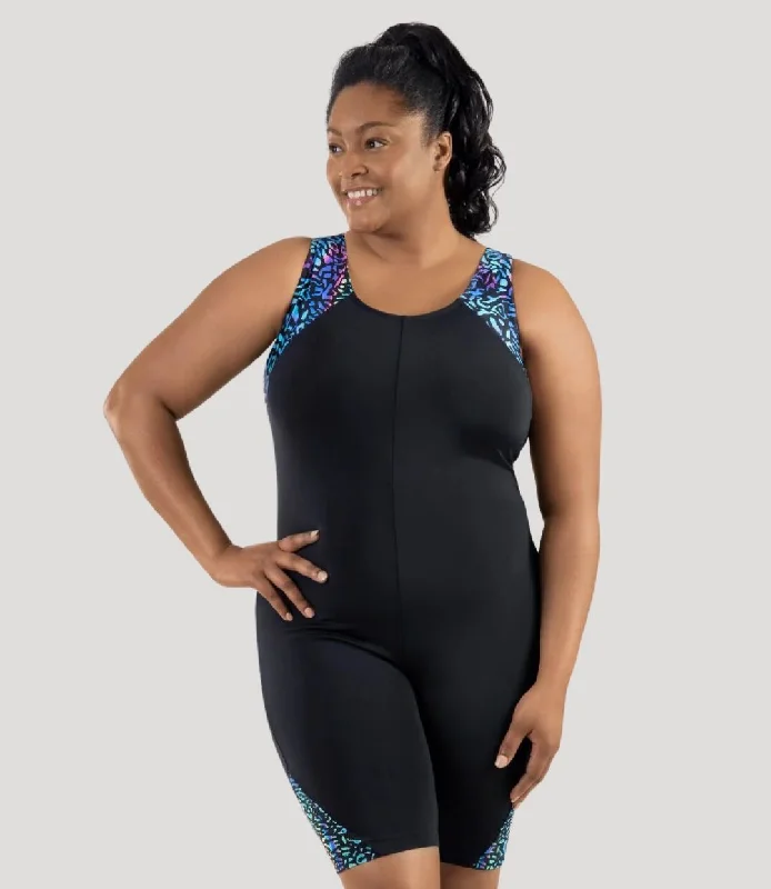 QuikEnergy Sleek Fit Scoop Back Aquatard Coral Reef Black Refined Women's Classic 
