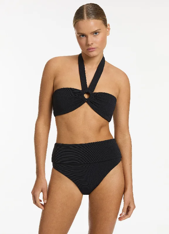 Isla Rib Bandeau Bikini Halter Top - Black Confident Women's High - fashion