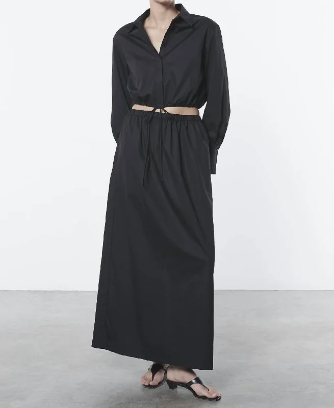 Poplin Resort Skirt In Black Relaxed Women's Beachy