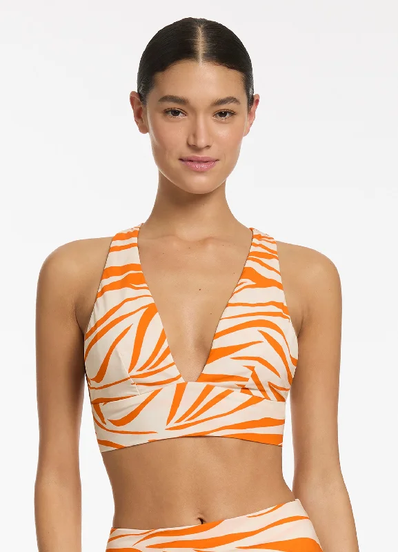 Fine Lines Soft Triangle Bikini Top - Papaya Women