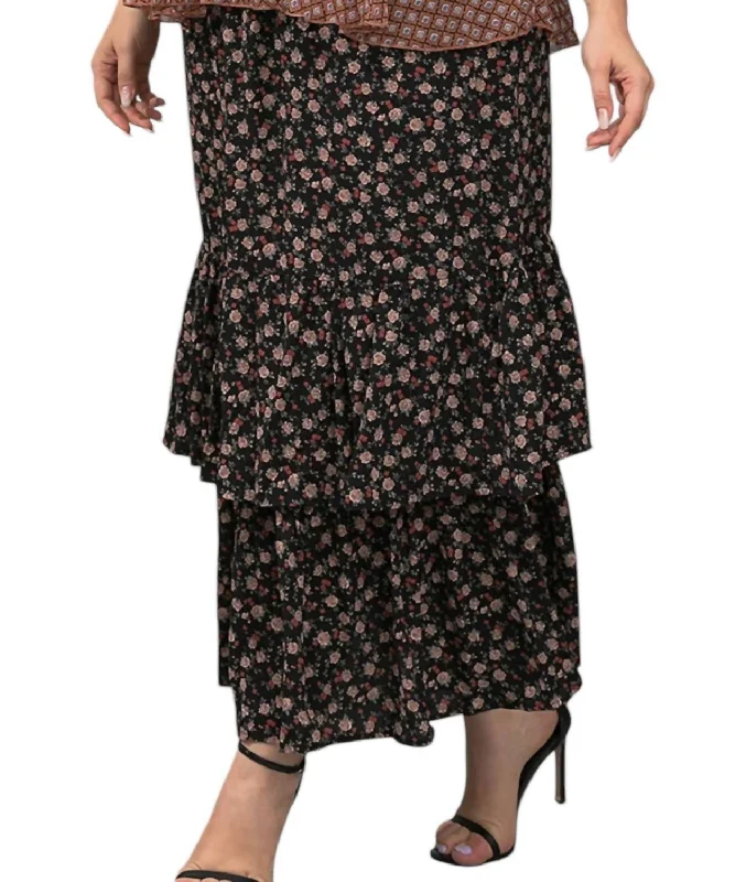 Ditsy Floral Maxi Skirt In Brown Dynamic Women's Moto