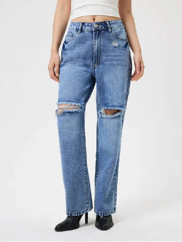 Solid Color Ripped Classic Look Jeans purpose
