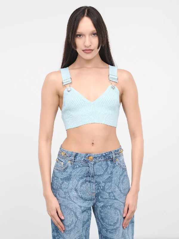 Suspender Crop Top (A0880-3703-0332-AQUA-BLUE) Youthful Women's Anime - inspired