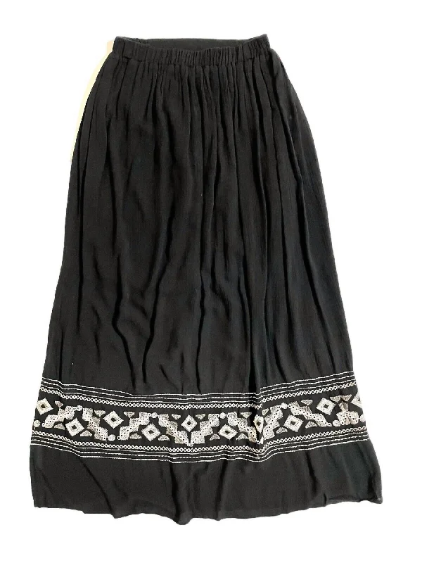 Women's Boho Rayon Embroidered Maxi Skirt In Black Contemporary 