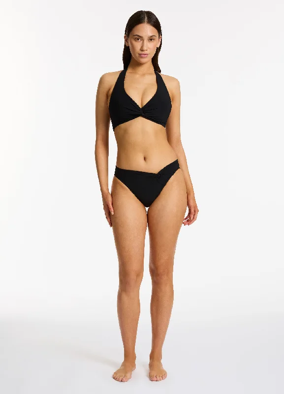 Twist Front Hipster Bikini Bottom - Black Streetwear Style for 