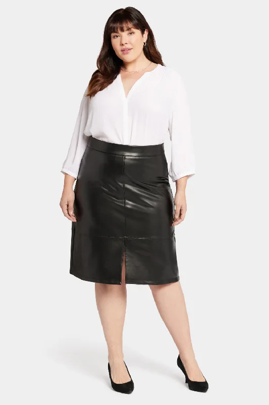 Faux Leather A-Line Skirt In Plus Size - Black Refined Women's Classic 