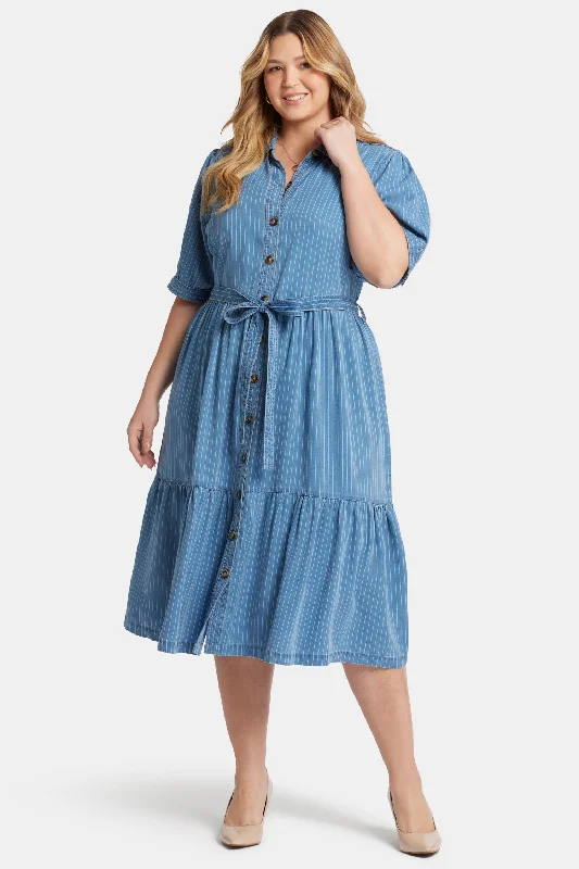 Kate Ruffle Dress In Plus Size - Light Marine Vintage Women's 1970S 