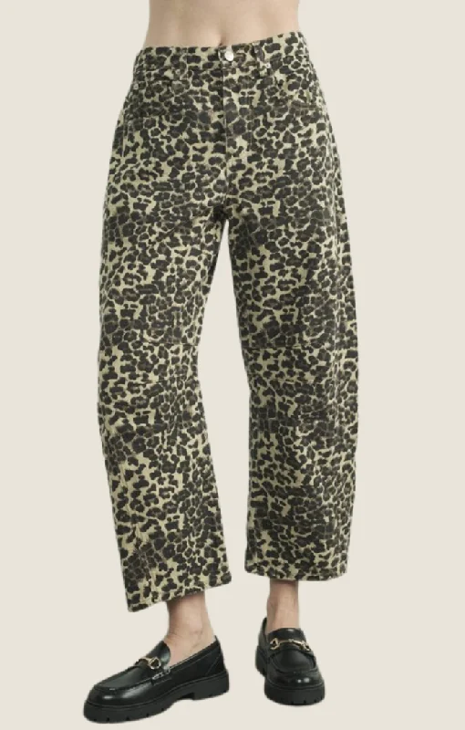 Everly Leopard Barrel Jeans Casual Women's Loose - fitting