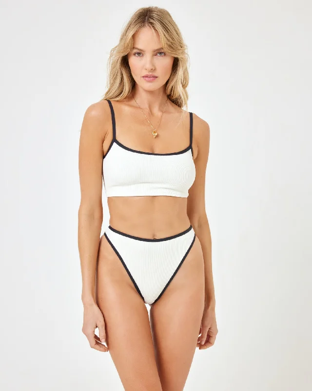 Ribbed Adalyn Bikini Top - Cream Black Refined Women's Velvet