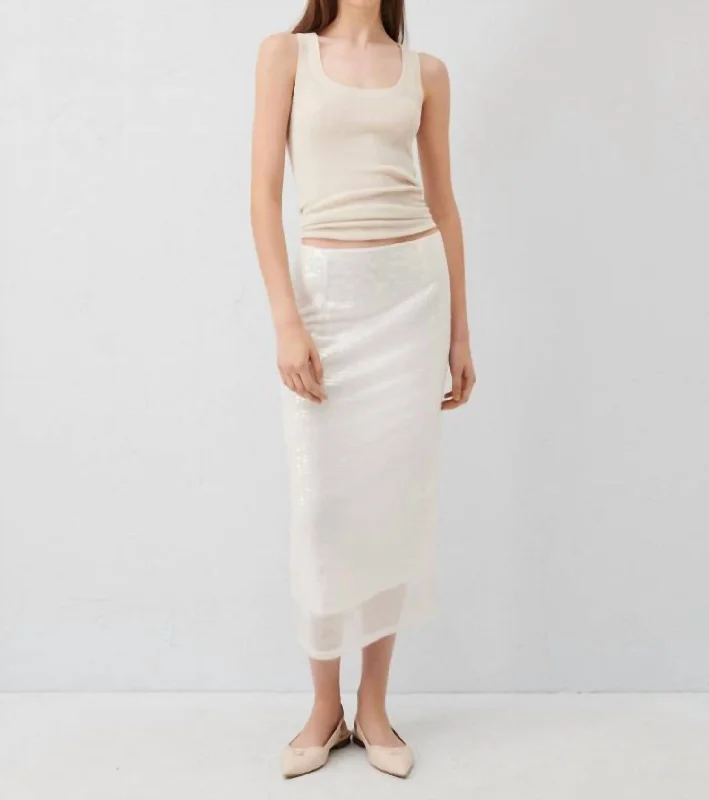 Sequin Skirt In Optic White Trendy Women's Oversized