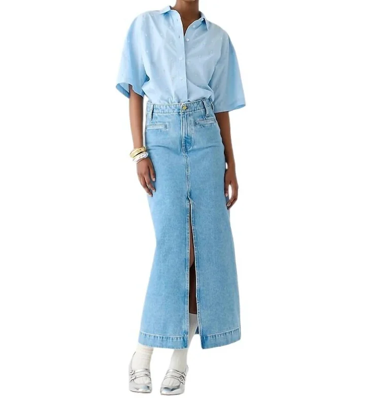 Denim Maxi Skirt In Medium Indigo Wash Scandinavian