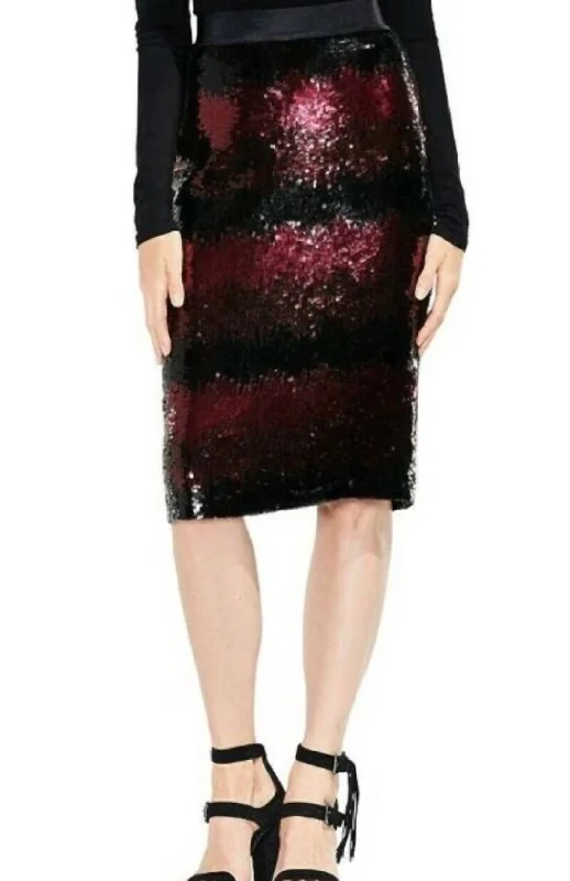 Ombre Stripe Sequin Lined Pencil Skirt In Black Refined Women's Classic 