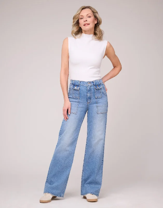 LILY WIDE LEG JEANS / ENDLESS SEA Sleek Women's Metallic