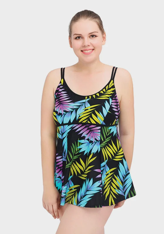 Setha Plus Size Print Swim Dress Preppy Women's College