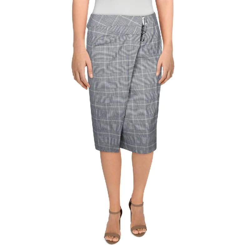 Womens Plaid Above Knee Wrap Skirt Refined Women's Hand - crafted