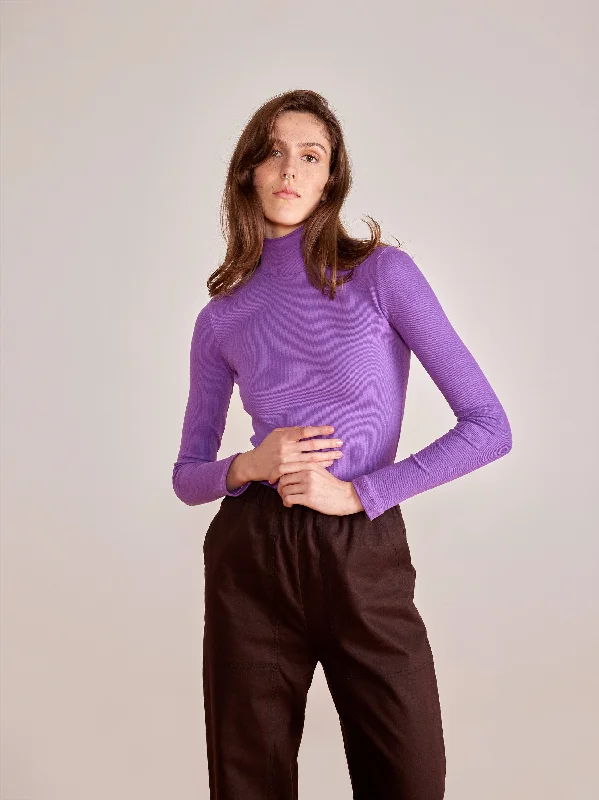 ADAMO purple mock neck Confident Women's Power