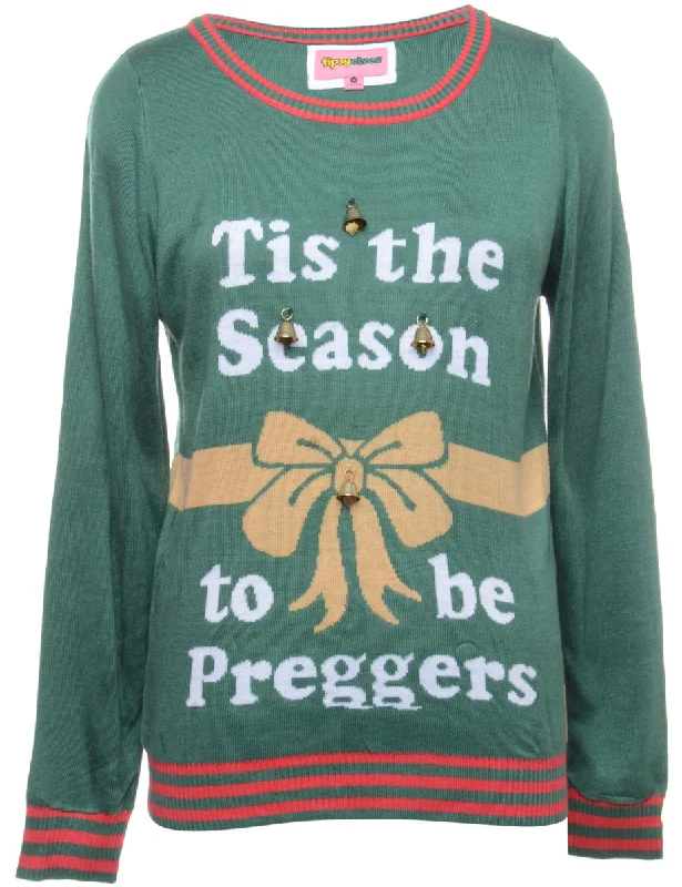 Beyond Retro Reworked Jingle Bells Jumper - M Vintage Women's 1970S 