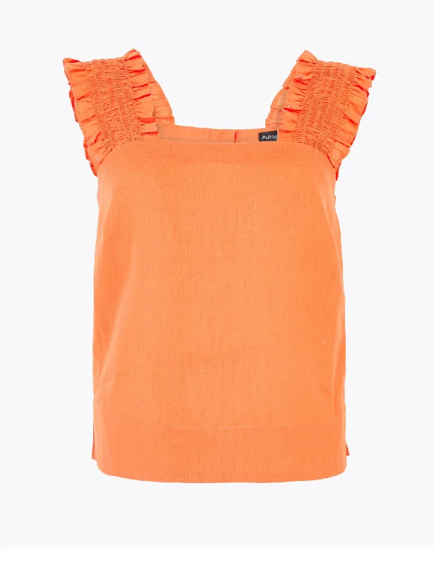 Pure Linen Frill Detail Camisole Top Modern Women's 