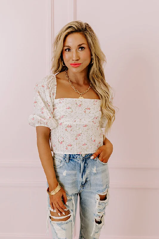 So Appealing Floral Crop Top Geometric
