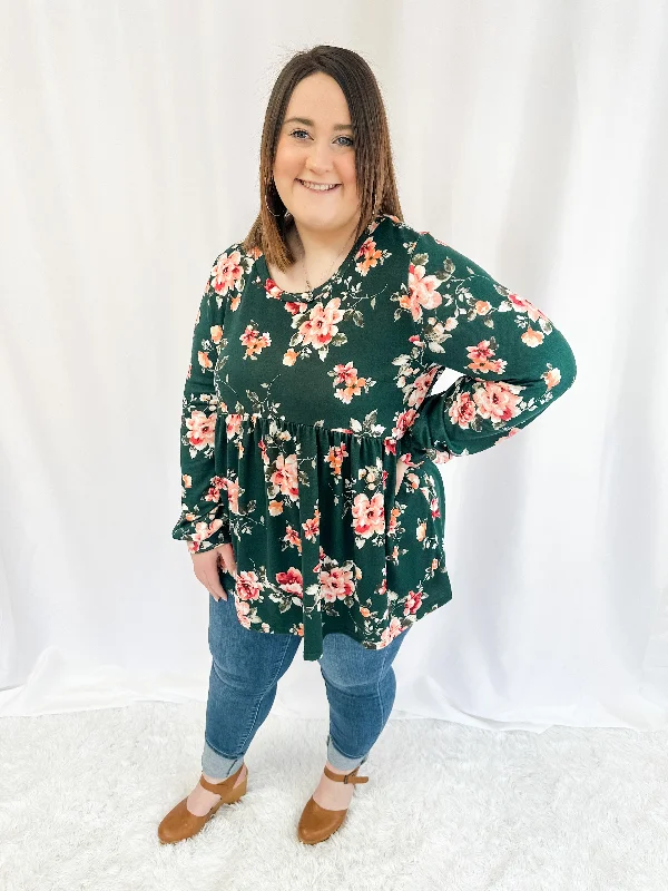 One To Remember Floral Top Monochromatic Office Style