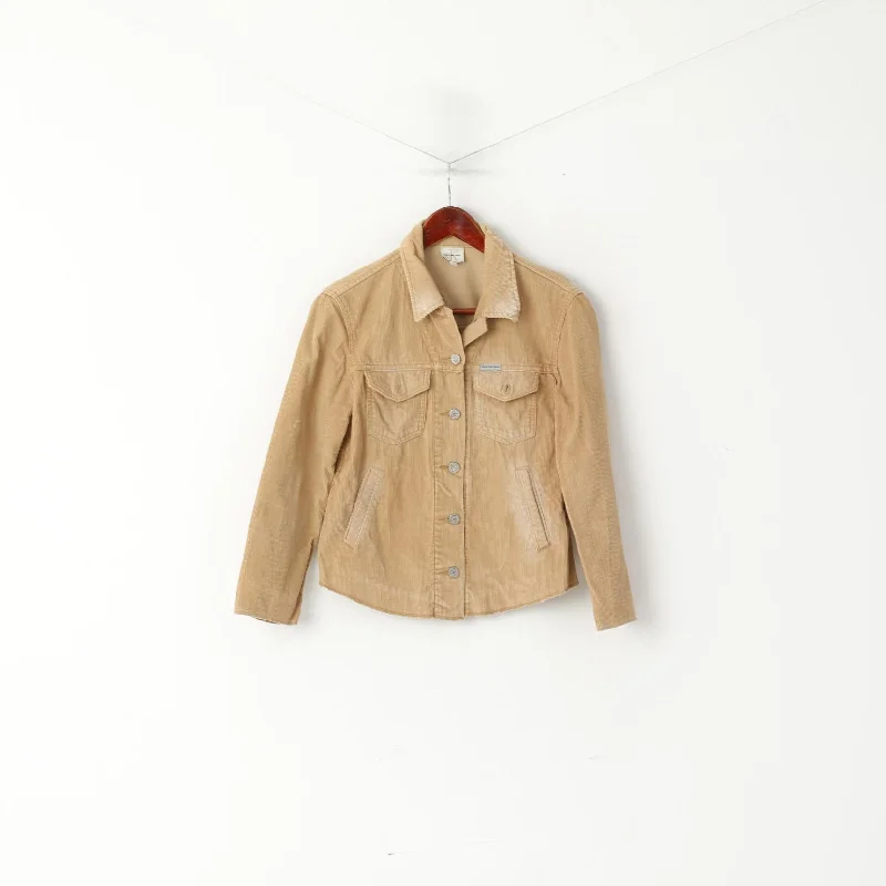 Calvin Klein Jeans Women S Denim Shirt Beige Corduroy Cotton Vintage Western Top Refined Women's Classic 