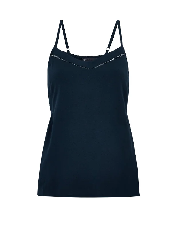 V-Neck Lace Insert Sleeveless Camisole Top Cashmere