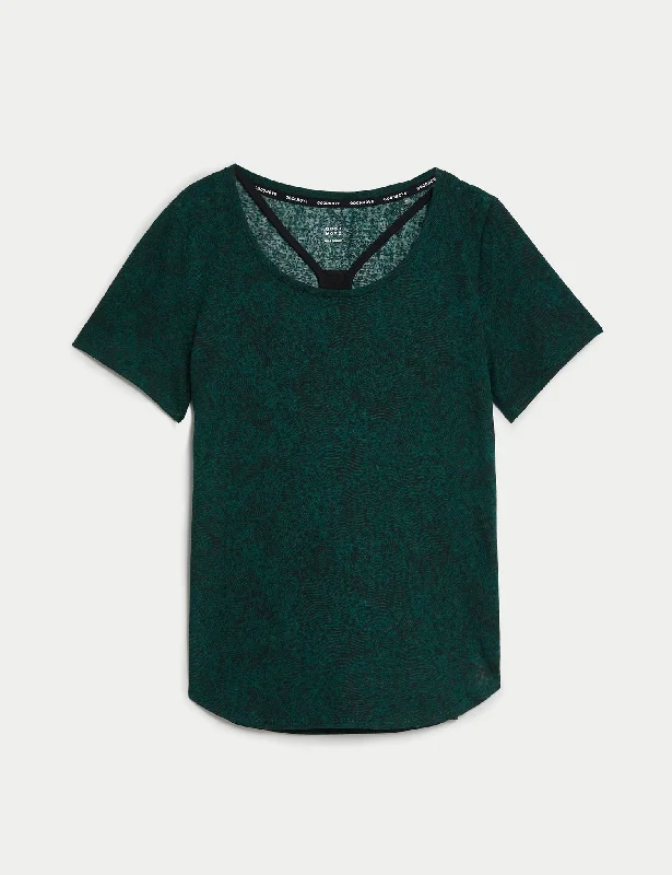 Printed Scoop Neck 2-in-1 T-Shirt Trendy Women's Oversized